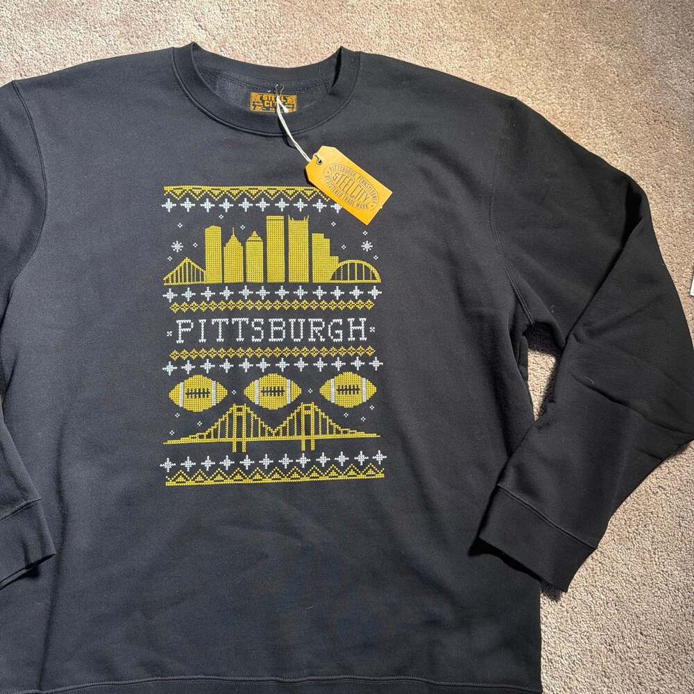 Steel City Unisex Black Pittsburgh Holiday Crewneck Sweatshirt